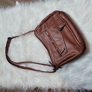 BOC Born Original Concepts Brown Crossbody Handbag Adjustable Strap Zip Pockets